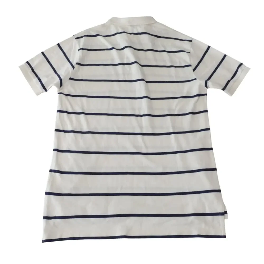 Ralph Lauren Vintage Y2K Cream Striped Golf Polo Shirt Men's Large